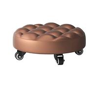 Ktrezs Mini Taburete bajo enrollamiento con Ruedas, taburetes Cortos con Ruedas Pesadas para Garaje, jardinería, hogar, Fiesta Diaria, salón de uñas, SPA, pedicura, Deporte Brown