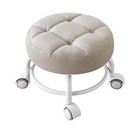 Ktrezs Mini Taburete De Scoot De Rodadura Giratoria, Taburete Enrollable Corto con Ruedas De Servicio Pesado para Garaje, Jardinería, Hogar, Fiesta Diaria, Salón De Uñas, S Light Gray