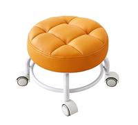Ktrezs Mini Taburete De Scoot De Rodadura Giratoria, Taburete Enrollable Corto con Ruedas De Servicio Pesado para Garaje, Jardinería, Hogar, Fiesta Diaria, Salón De Uñas, S Yellow