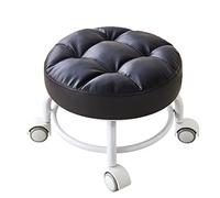 Ktrezs Mini Taburete De Scoot De Rodadura Giratoria, Taburete Enrollable Corto con Ruedas De Servicio Pesado para Garaje, Jardinería, Hogar, Fiesta Diaria, Salón De Uñas, S Black