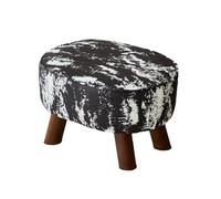 Ktrezs Pequeño Taburete con piernas, Telas Jacquard Oval reposar en pie otomano para el sofá, taburetes y otomanos pequeños para la habitación de la Sala de Estar y la ofic Black
