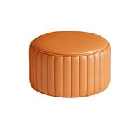 Ktrezs PU De Cuero Redondeo Redondo Bajo,Taburete De Pies Sin Deslizamiento, Asiento De Esponja De Alta Densidad, Diseño Apilable, Colores Múltiples,Sin Ensamblaje Orange-25cm