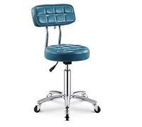 Ktrezs Silla de Taburete de SPA de salón Giratorio con Soporte Posterior Taburete de Rodadura hidráulica ergonómica ergonómica con Respaldo para el Tatuaje de barbero de ba Blue