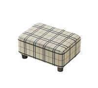 Ktrezs Taburete De Pie De Cuero Pequeño PU, Taburetes De Tela Otomana con Patas De Plástico, 16/33 Cm H, Fídoe De Rectángulo para Adultos con Almohadillas No Deslizantes Stripe-16cm