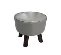 Ktrezs Taburete De Pie Redondo Otomano, 30/35 Cm De Reposo De Cuero con Patas De Madera No Esbeladas, Pequeños Inquietos Otomanos para El Sofá, Taburete De Paso De Reposapi Grey-30cm