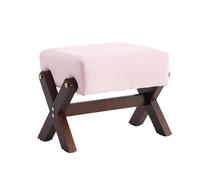 Ktrezs Taburete Rectangular X Pierna De Piernas, Otomana De Reposapiés De 27 Cm De Altura con Patas De Madera, Taburete De Asiento De Té Sofá con Acolchado, Cambio De Zapat D
