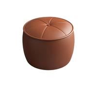 Ktrezs Taburete Redondo De Cuero con Marco De Madera Maciza, Asiento De Esponja De Alta Densidad, Pies Silenciosos Sin Deslizamiento, Reposapiés Compacto De 30x26 Cm, Sin M Coffee