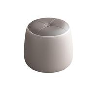 Ktrezs Taburete Redondo De Cuero con Marco De Madera Maciza, Asiento De Esponja De Alta Densidad, Pies Silenciosos Sin Deslizamiento, Reposapiés Compacto De 30x26 Cm, Sin M Grey
