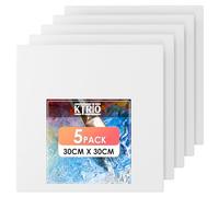 KTRIO Tableros de lienzo para pintar, paquete de 5 lienzos de pintura de 30 x 30 cm, 100 % algodón, imprimados, suministros de pintura para pintura acrílica al óleo, acuarela, témpera