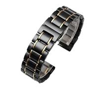 KTRSAVSSA Correa de cerámica compatible con Rossini, Guess, Ebo, Watch King, correa de acero, pulsera de 16 y 18 mm.(Black Golden,19mm)