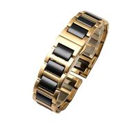 KTRSAVSSA Correa de cerámica compatible con Rossini, Guess, Ebo, Watch King, correa de acero, pulsera de 16 y 18 mm.(Golden black,12mm)
