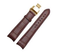 KTRSAVSSA Correa de reloj de piel de becerro con interfaz de arco de 18 mm, 19 mm, 20 mm, 21 mm, 22 mm, 23 mm y 24 mm, compatible con correas de reloj Tissot, Seiko y Omega.(Brown-Brown-Gold,21mm)