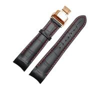 KTRSAVSSA Correa de reloj de piel de becerro con interfaz de arco de 18 mm, 19 mm, 20 mm, 21 mm, 22 mm, 23 mm y 24 mm, compatible con correas de reloj Tissot, Seiko y Omega.(Black-Red-Rose,21mm)