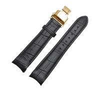 KTRSAVSSA Correa de reloj de piel de becerro con interfaz de arco de 18 mm, 19 mm, 20 mm, 21 mm, 22 mm, 23 mm y 24 mm, compatible con correas de reloj Tissot, Seiko y Omega.(Black-Black-Gold,21mm)