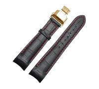 KTRSAVSSA Correa de reloj de piel de becerro con interfaz de arco de 18 mm, 19 mm, 20 mm, 21 mm, 22 mm, 23 mm y 24 mm, compatible con correas de reloj Tissot, Seiko y Omega.(Black-Red-Gold,20mm)