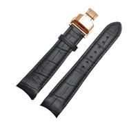 KTRSAVSSA Correa de reloj de piel de becerro con interfaz de arco de 18 mm, 19 mm, 20 mm, 21 mm, 22 mm, 23 mm y 24 mm, compatible con correas de reloj Tissot, Seiko y Omega.(Black-Black-Rose,20mm)