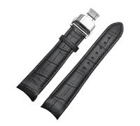 KTRSAVSSA Correa de reloj de piel de becerro con interfaz de arco de 18 mm, 19 mm, 20 mm, 21 mm, 22 mm, 23 mm y 24 mm, compatible con correas de reloj Tissot, Seiko y Omega.(Black-Black-Silvery,21mm)