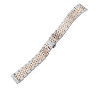 KTRSAVSSA Pulseras sólidas de acero inoxidable de 12 mm, 24 mm, 22 mm, 21 mm, 20 mm y 19 mm compatibles con Citizen Eco-Drive, Casio Lineage Zenith, correa negra de 14 mm.(Silver Rosegold,19mm)