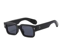 KTUCN Gafas de sol con remaches, estilo punk, rectangulares, retro, protección UV400, negras, 145 mm