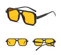 KTUCN Gafas de sol cuadradas de moda para hombre, estilo cyberpunk, protección UV400, color amarillo y negro.