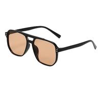 KTUCN Gafas de sol de doble haz para exteriores 2025, estilo retro, color gelatina, cuadradas, para mujer, protección ocular UV400, color té negro, HFA, 001