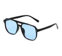KTUCN Gafas de sol de doble haz para exteriores 2025, estilo retro, color gelatina, cuadradas, protección ocular UV400, color negro, HFA, 001
