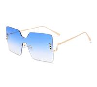 KTUCN Gafas de sol de gran tamaño sin montura para mujer, modernas, con protección UV400, estilo vintage, azules, BH01