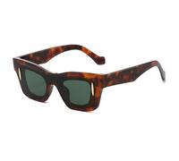 KTUCN Gafas de sol de moda para mujer, con protección UV400, remaches retro de color té negro, para hombre, color verde leopar