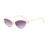 KTUCN Gafas de sol estilo ojo de gato para mujer, estilo vintage, pequeñas, ovaladas, estilo punk, con montura metálica, estilo retro, C7GoldGradientGray, 133 mm