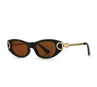 KTUCN Gafas de sol estilo ojo de gato para mujer, para exteriores, conducción, UV400, moda Y2K, estilo retro punk hip hop, color té negro, 137 mm