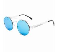 KTUCN Gafas de sol estilo punk vintage para mujer 2025, montura metálica redonda retro para hombre, gafas de verano y primavera, azules, BH01
