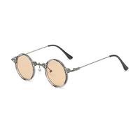 KTUCN Gafas de sol estilo retro steampunk, pequeñas y redondas, estilo hip hop, para hombre y mujer, con lentes transparentes tipo océano, con protección UV400, como en la imagen, con di