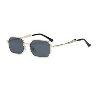 KTUCN Gafas de sol estrechas para hombre, estilo rectangular, para mujer, de metal, clásicas, color negro.
