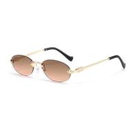 KTUCN Gafas de sol ovaladas sin marco, estilo retro, estilo cóncavo moderno, color rosa té, 139 mm