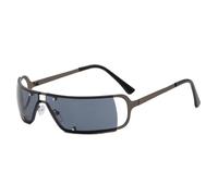 KTUCN Gafas de sol ovaladas Y2K de metal para chicas jóvenes, estilo punk, para hombre, color gris pistola, 130 mm