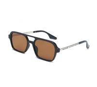 KTUCN Gafas de sol para hombre y mujer, estilo retro, con doble puente, montura cuadrada y lentes de color, protección UV4.