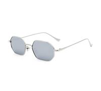 KTUCN Gafas de sol pequeñas de metal hexagonales para hombre y mujer, elegantes gafas de sol retro con diseño poligonal, gafas de moda con protección UV400 para hombre, color plateado me