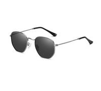KTUCN Gafas de sol polarizadas retro clásicas con filtro de luz azul, color negro metalizado, 01