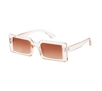 KTUCN Gafas de sol rectangulares para mujer, estilo retro, vintage, UV400, color té, 145 mm