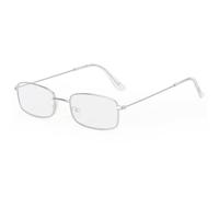 KTUCN Gafas de sol rectangulares pequeñas de moda para hombre y mujer, estilo vintage, con montura metálica, plateadas, transparentes, longitud de las patillas: 136 mm.