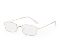 KTUCN Gafas de sol rectangulares pequeñas de moda para hombre y mujer, estilo vintage, con montura metálica, doradas, transparentes, longitud de las patillas: 136 mm.