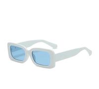 KTUCN Gafas de sol rectangulares pequeñas para mujer y hombre, estilo retro, negras, con decoración blanca, 6,141 mm