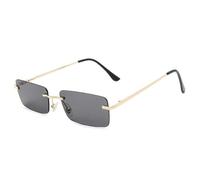 KTUCN Gafas de sol rectangulares sin montura para hombre y mujer, estilo vintage, de verano, estilo retro, color marrón, 6,142 mm
