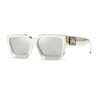 KTUCN Gafas de sol rectangulares unisex, negras, estilo punk moderno, gris y plateadas, 145 mm