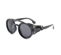 KTUCN Gafas de sol redondas decorativas con protección solar para exteriores, estilo punk, para conducir, color negro, 141 mm