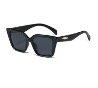 KTUCN Gafas de sol redondas estilo ojo de gato con montura grande retro para mujer, estilo fotografía callejera, color ultravioleta, negras, 14,3 cm