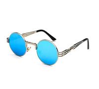 KTUCN Gafas de sol redondas negras de tendencia para mujer, estilo hip hop, estilo punk, steampunk, accesorios rock, 7, azul p