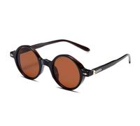 KTUCN Gafas de sol redondas pequeñas estilo punk para mujer, estilo vintage con remaches para hombre, modernas, azules y verdes, con protección UV400, color té, BH01