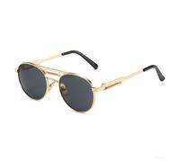 KTUCN Gafas de sol redondas Steampunk vintage para hombre, UV400, de metal, estilo hip hop, estilo retro, para mujer, color do