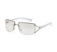 KTUCN Gafas de sol retro con montura grande para mujer, estilo urbano, años 2000, plateadas, 120 mm